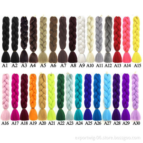 Jumbo Braiding Hair Extensions Yaki Straight Solid And Mixed Color Synthetic Fiber Braid 24 Inch 100 g For Men And Women